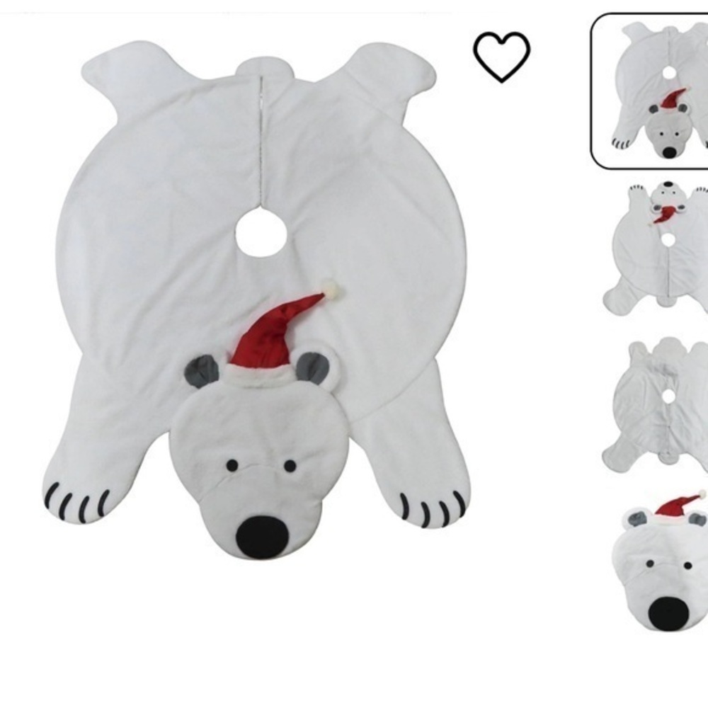 Ashland 63" Polar Bear Santa Hat Tree Skirt Plushie White New